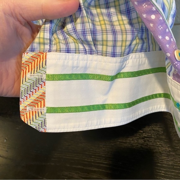 Robert Graham X Collection Large L Tailored Fit Flip Cuffs Striped Plaid Blue - Picture 5 of 11